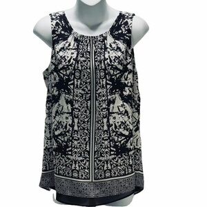 Madison Graphic Black and White Sleeveless Blouse